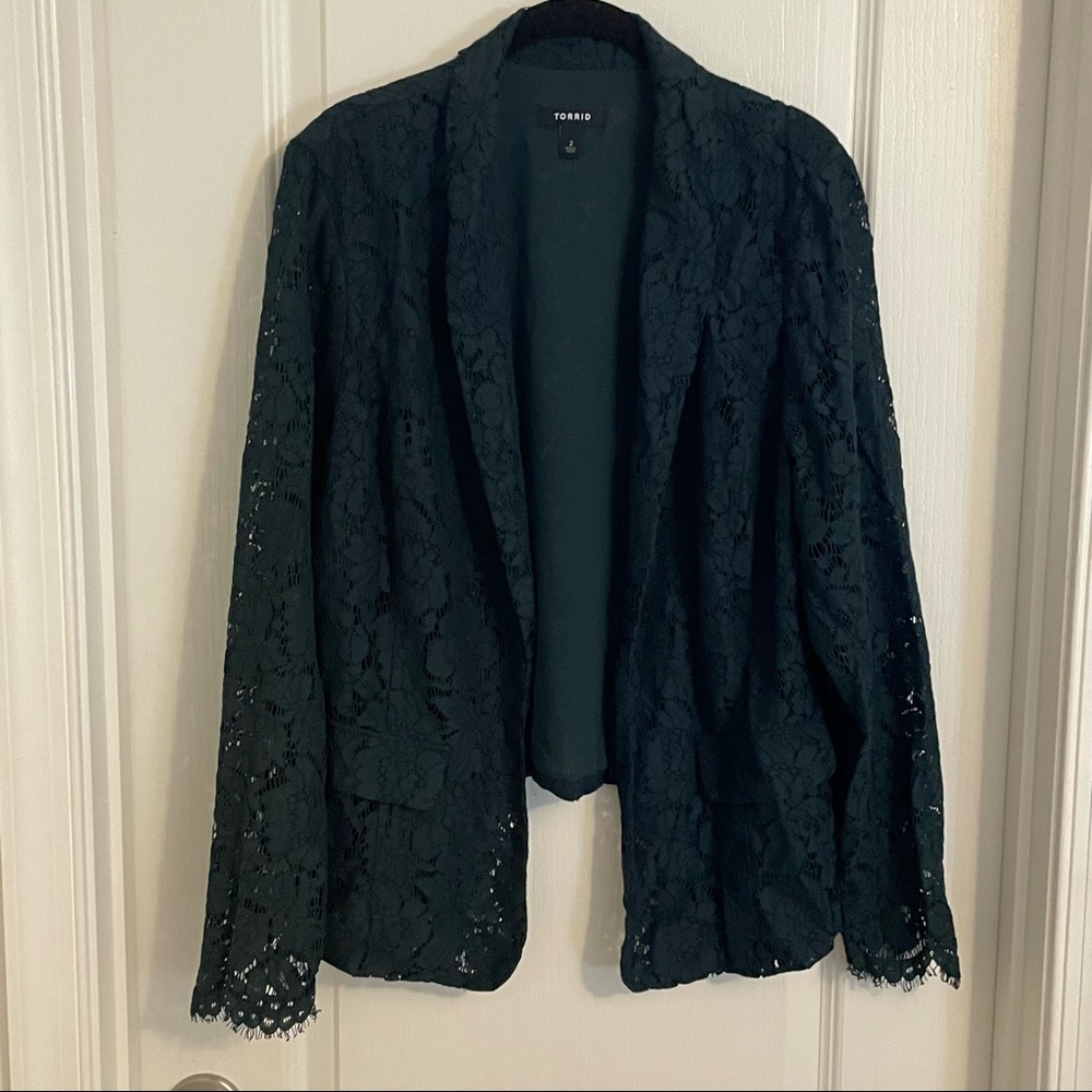Torrid green lace blazer